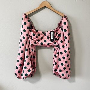 Nasty Gal Pink Polka Dot Crop Top